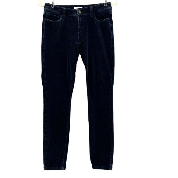 Garnet Hill Velvet Black Slim Straight Pants Womens Petites 00P - Picture 1 of 9